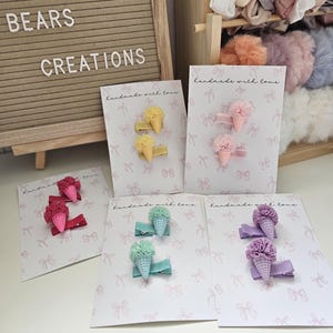 Ice Cream Cone Hair Clips: Pastel Pompom Summer Accessories