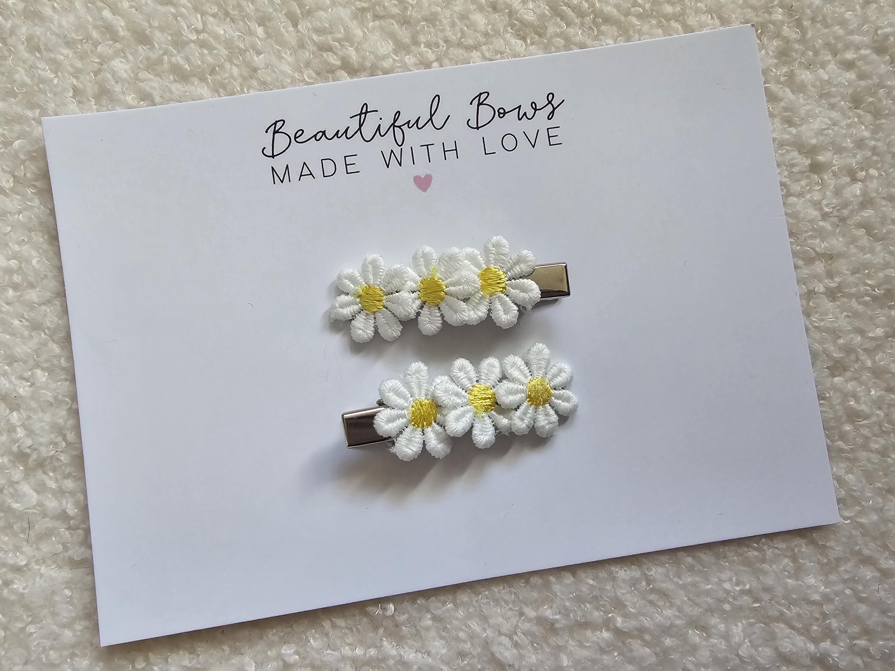 Daisy Embroidered Snap & Crocodile Clips | Daisy Flower Hair Clips for Girls | Spring Flower Clips | Girls Favours | Gift for Girls - Thumbnail 4