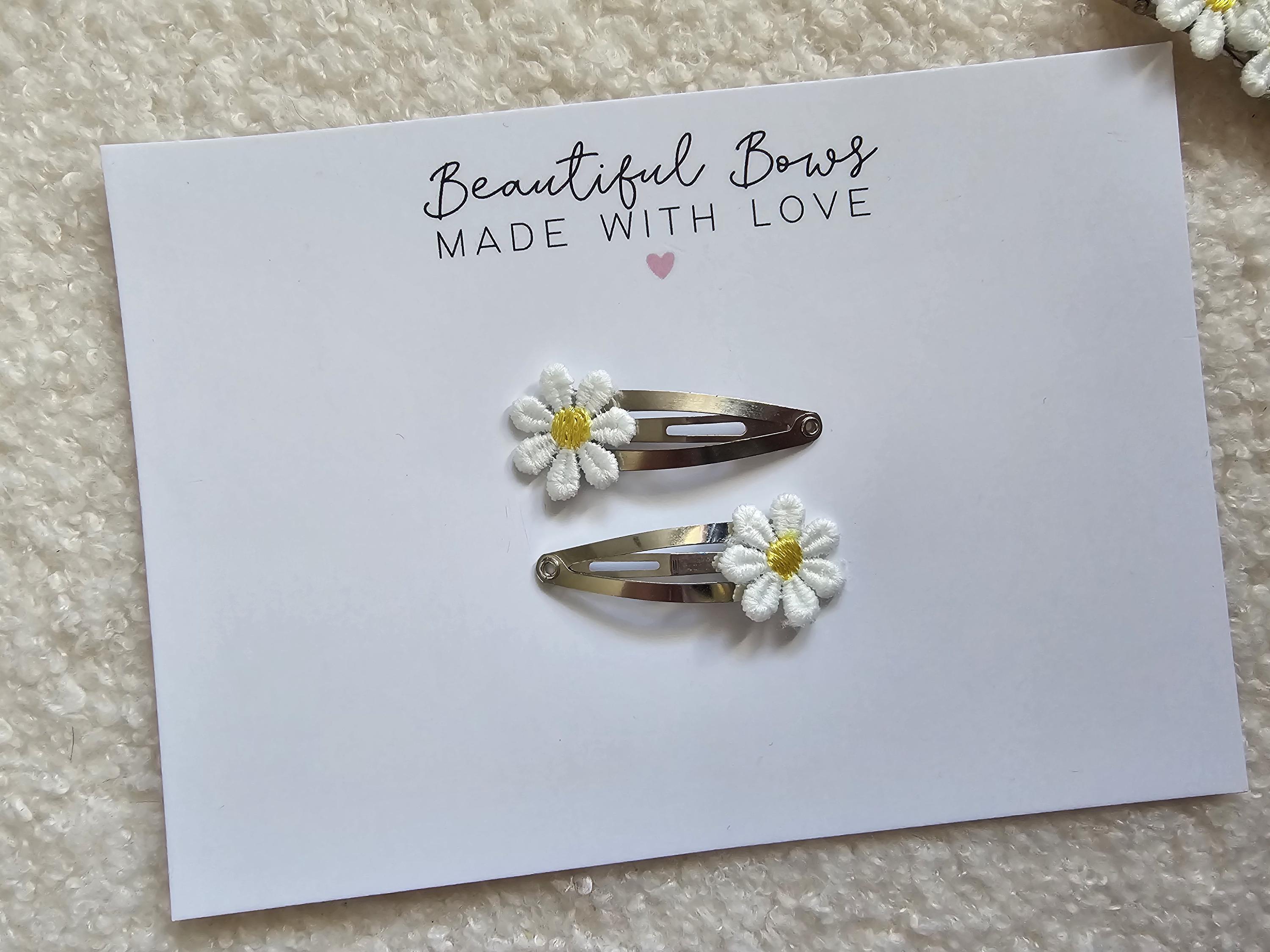 Daisy Embroidered Snap & Crocodile Clips | Daisy Flower Hair Clips for Girls | Spring Flower Clips | Girls Favours | Gift for Girls - Thumbnail 7