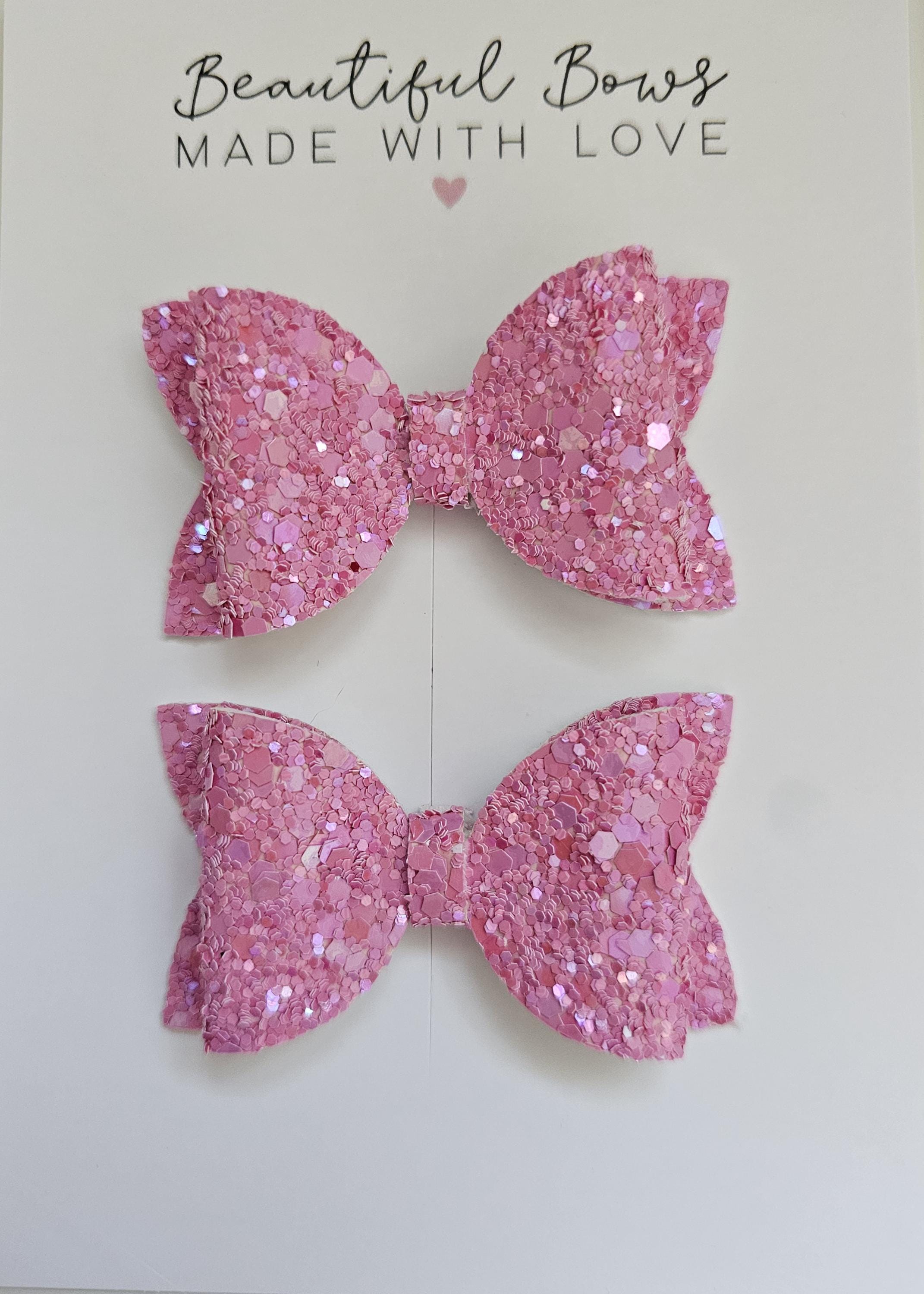 Glitter Hair Bows – Sold as Pairs | Sparkly Bows for Girls, Toddlers & Babies | Glitter Pigtail Bows | Clips or Bobbles - Thumbnail 6