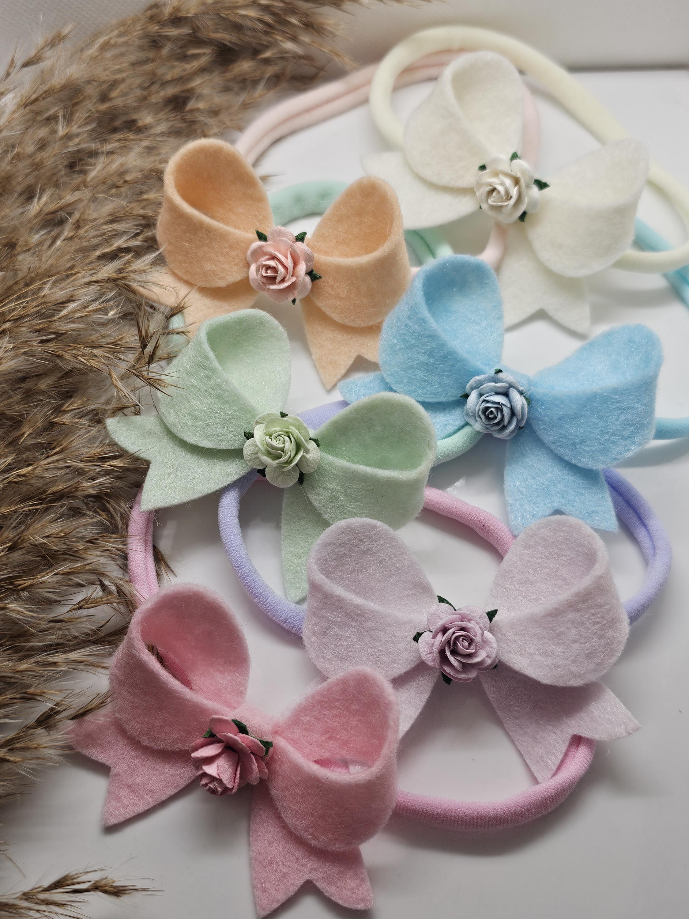 Merino Felt Bow Baby Headbands - Thumbnail 2