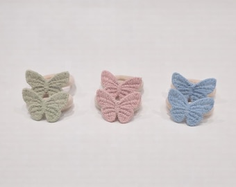Embroidered Butterfly Bobbles | Neutral Hair Bobbles on Beige Elastics | Toddler & Baby Hair Accessories | Boho Butterfly Hair Ties
