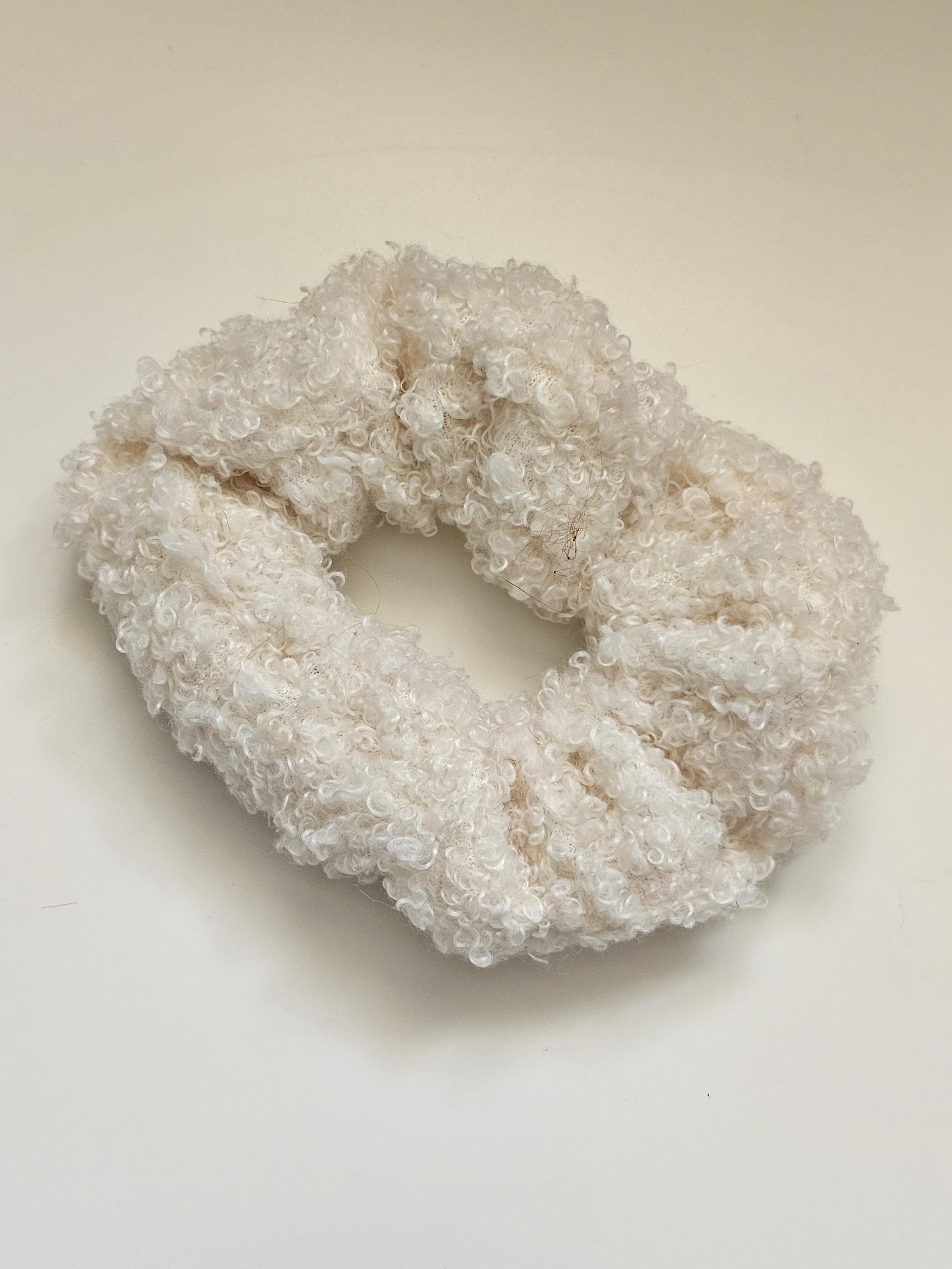 Teddy Scrunchie | Fluffy Hair Bobble for Girls & Women | Cozy Winter Hair Accessory | Neutral Borg Scrunchies | Gift for Her