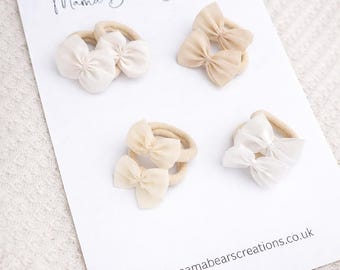 Babyhaar bobbels neutraal | Mini haarelastiekjes voor peuters en fijn haar | Kleine zachte elastische strikken | Crèmebeige blush-accessoires
