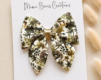 Lazos para el cabello estilo safari para niñas, pinzas para el cabello para bebés, lazos con estampado animal, accesorios para el cabello en tonos neutros, lazos para el cabello hechos a mano para niñas (Reino Unido)
