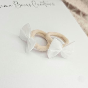 Baby Hair Bobbles Neutral | Mini Bow Hair Ties for Toddlers & Fine Hair | Small Soft Elastic Bows | Cream Beige Blush Accessories image 2