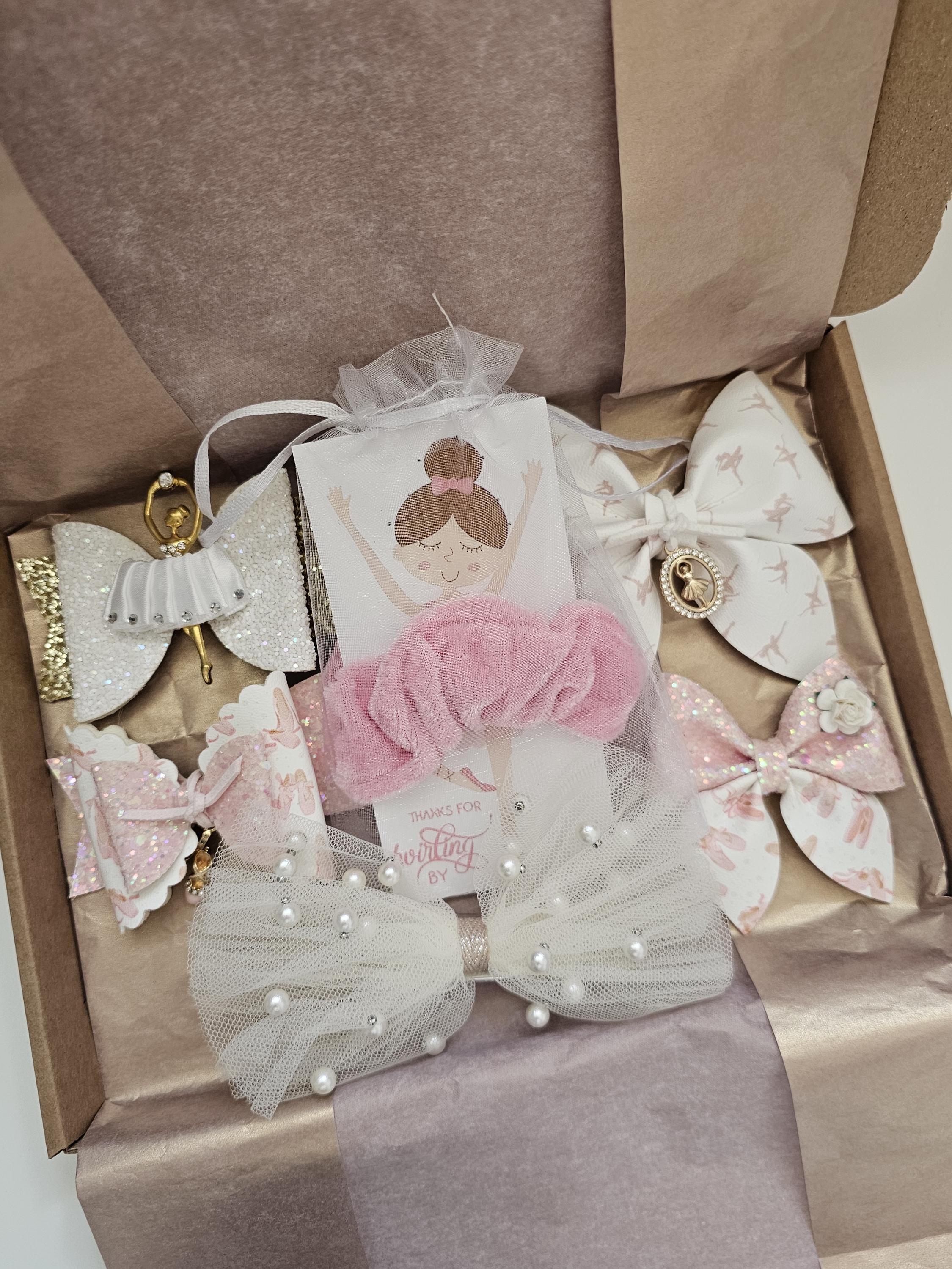 Ballerina Dreams Gift Box – Hair Accessories Set | Girls Gift Box | Ballet Bow Set | Handmade Hair Bows | Dance Recital Gift | Birthday Gift