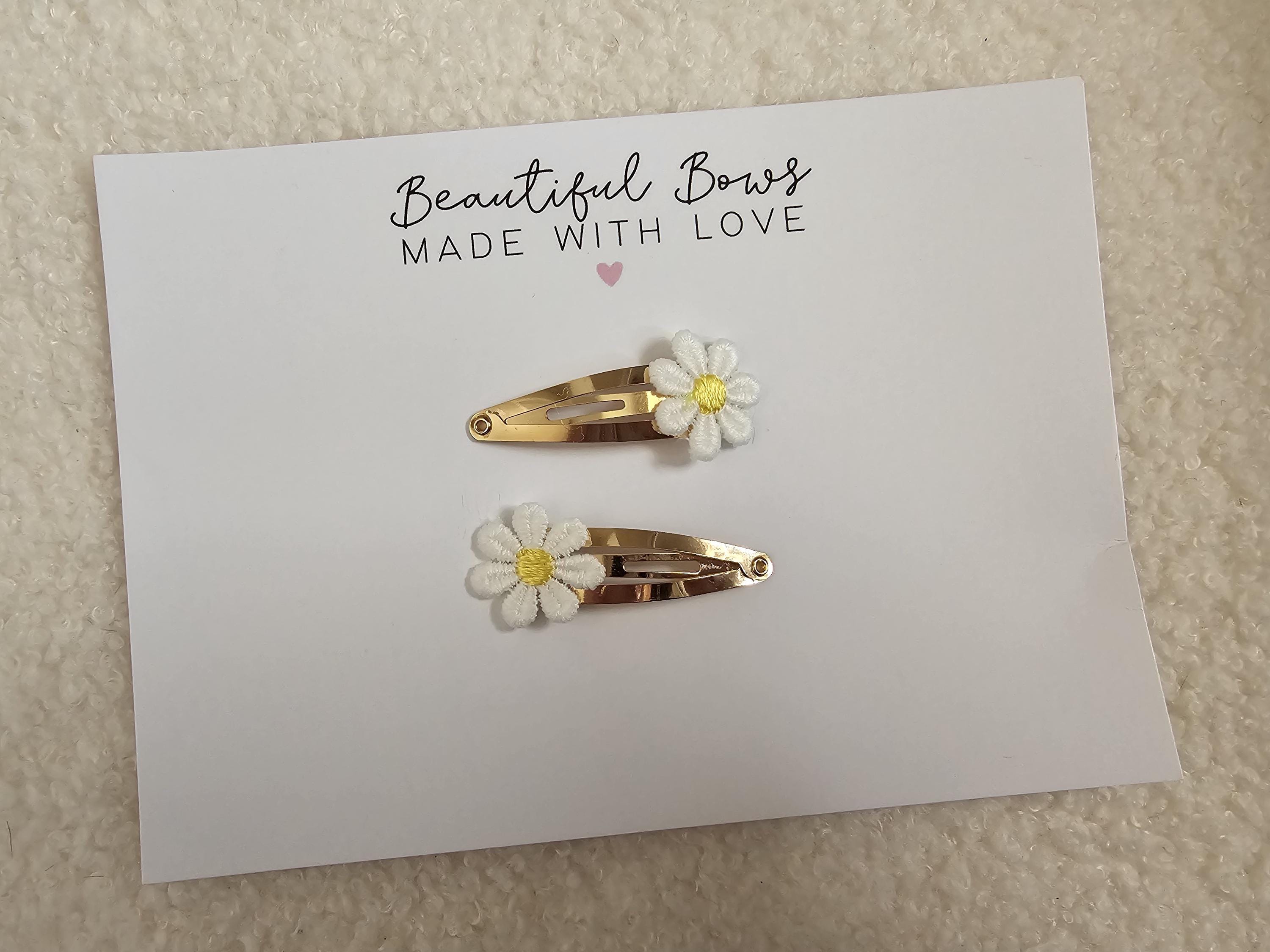 Daisy Embroidered Snap & Crocodile Clips | Daisy Flower Hair Clips for Girls | Spring Flower Clips | Girls Favours | Gift for Girls - Thumbnail 6