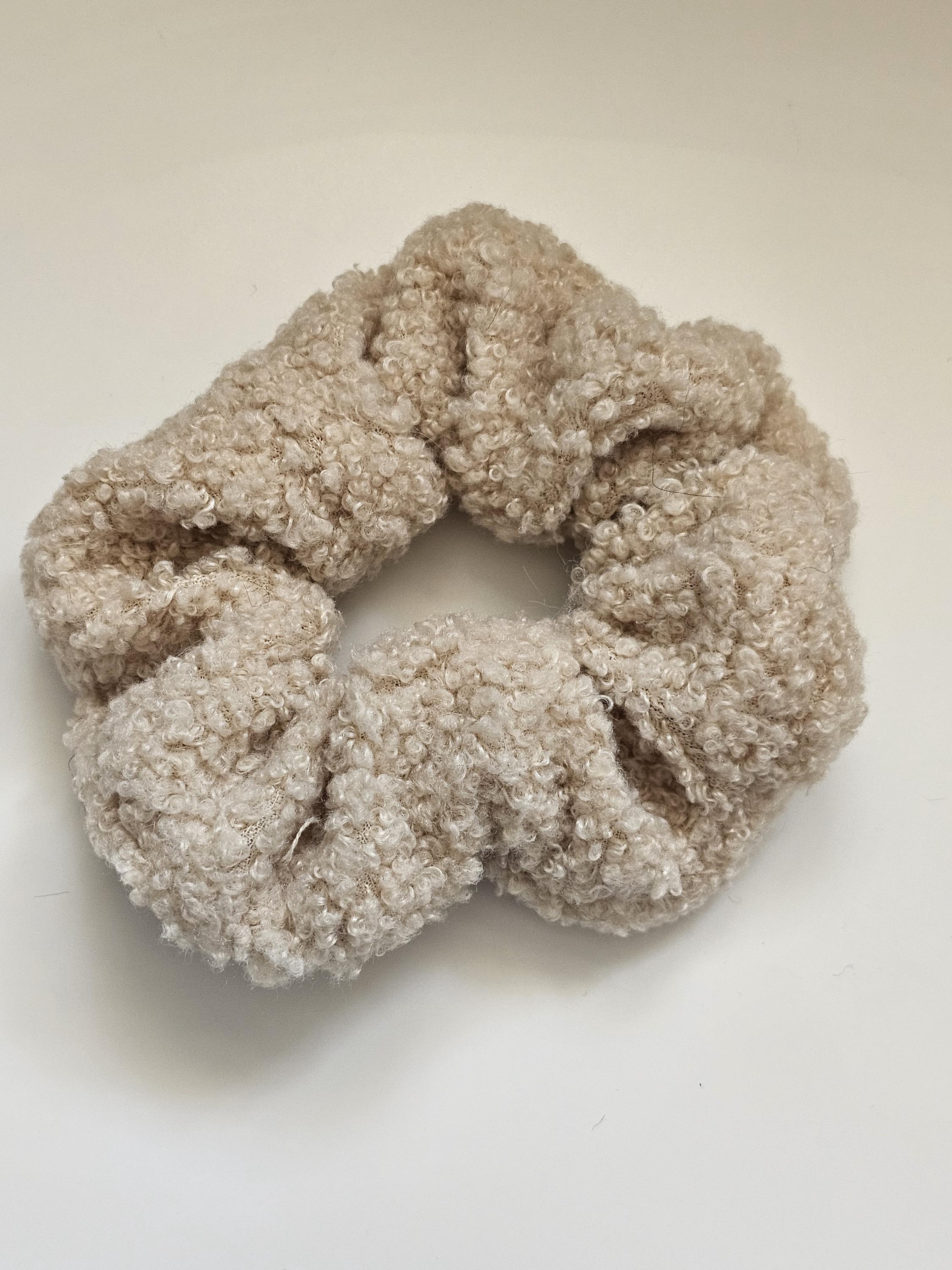 Teddy Scrunchie | Fluffy Hair Bobble for Girls & Women | Cozy Winter Hair Accessory | Neutral Borg Scrunchies | Gift for Her - Thumbnail 3