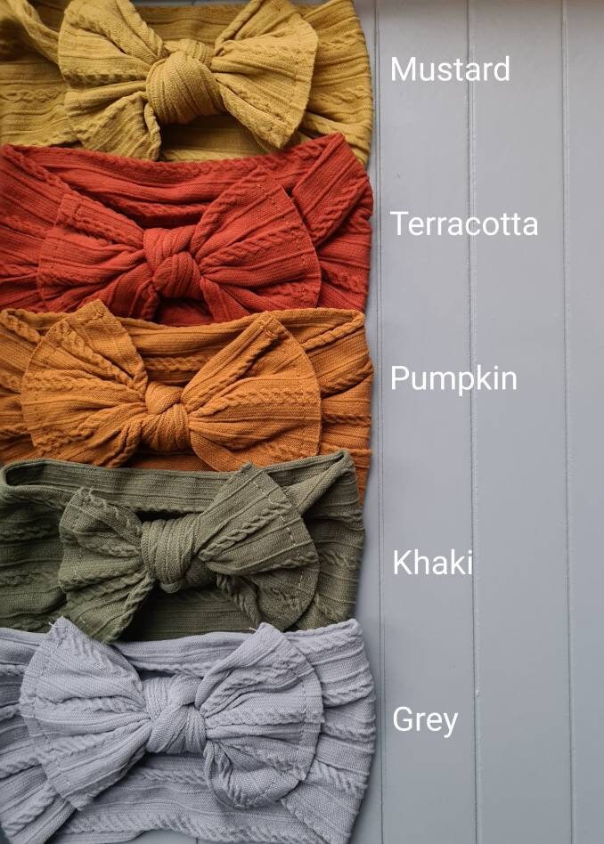 Baby bow headbands, Cable knit headbands, Toddler headbands, Girls hair accessories, Bow headbands, Nylon bows, Chunky bows, New baby bows, - Thumbnail 7