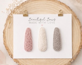 Teddy Fur Snap Clips, Girls Hair Accessories, Everyday Wear