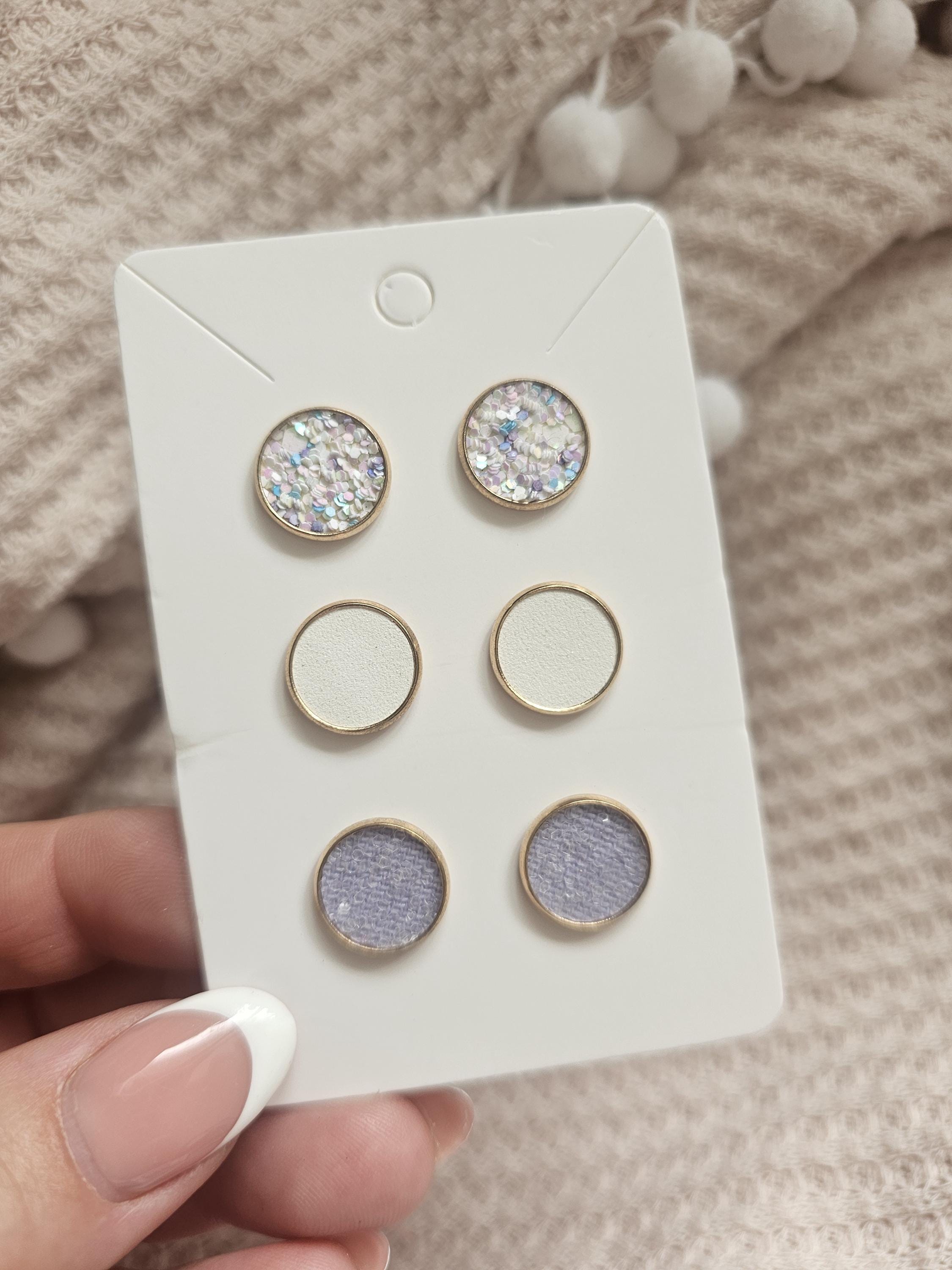 Frosted Unicorn Stud Earrings Set - Eco-Friendly - Faux Leather - 3 Pair Pastel Glitter Studs - Hypoallergenic Gold Earrings - Gift for Her