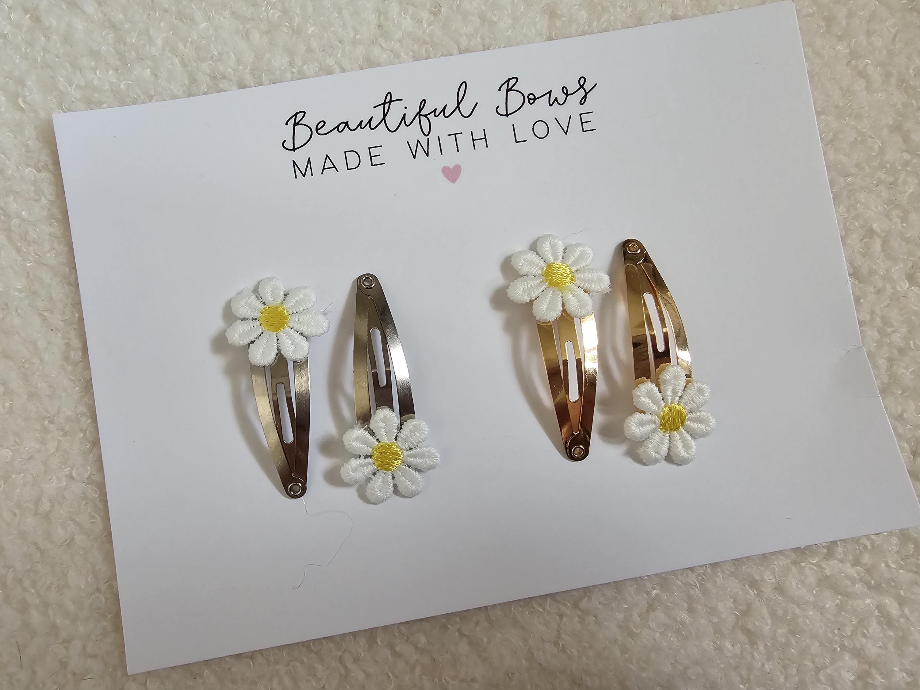 Daisy Embroidered Snap & Crocodile Clips | Daisy Flower Hair Clips for Girls | Spring Flower Clips | Girls Favours | Gift for Girls - Thumbnail 5