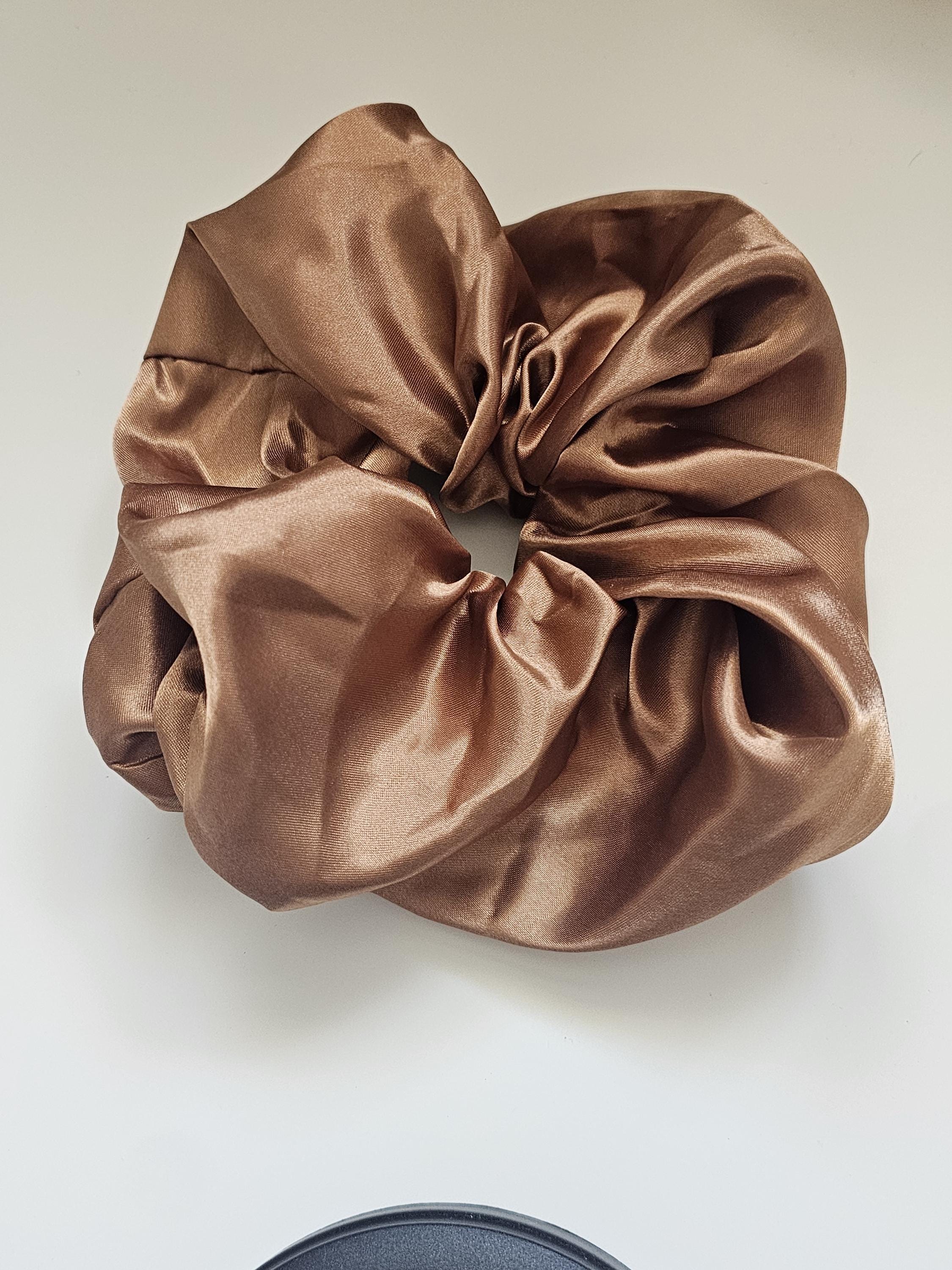 Oversized Silk Satin Scrunchies | Neutral Hair Accessory for Women | Soft Luxe Hair Tie | Cream Brown Black | Gift for her - Thumbnail 4