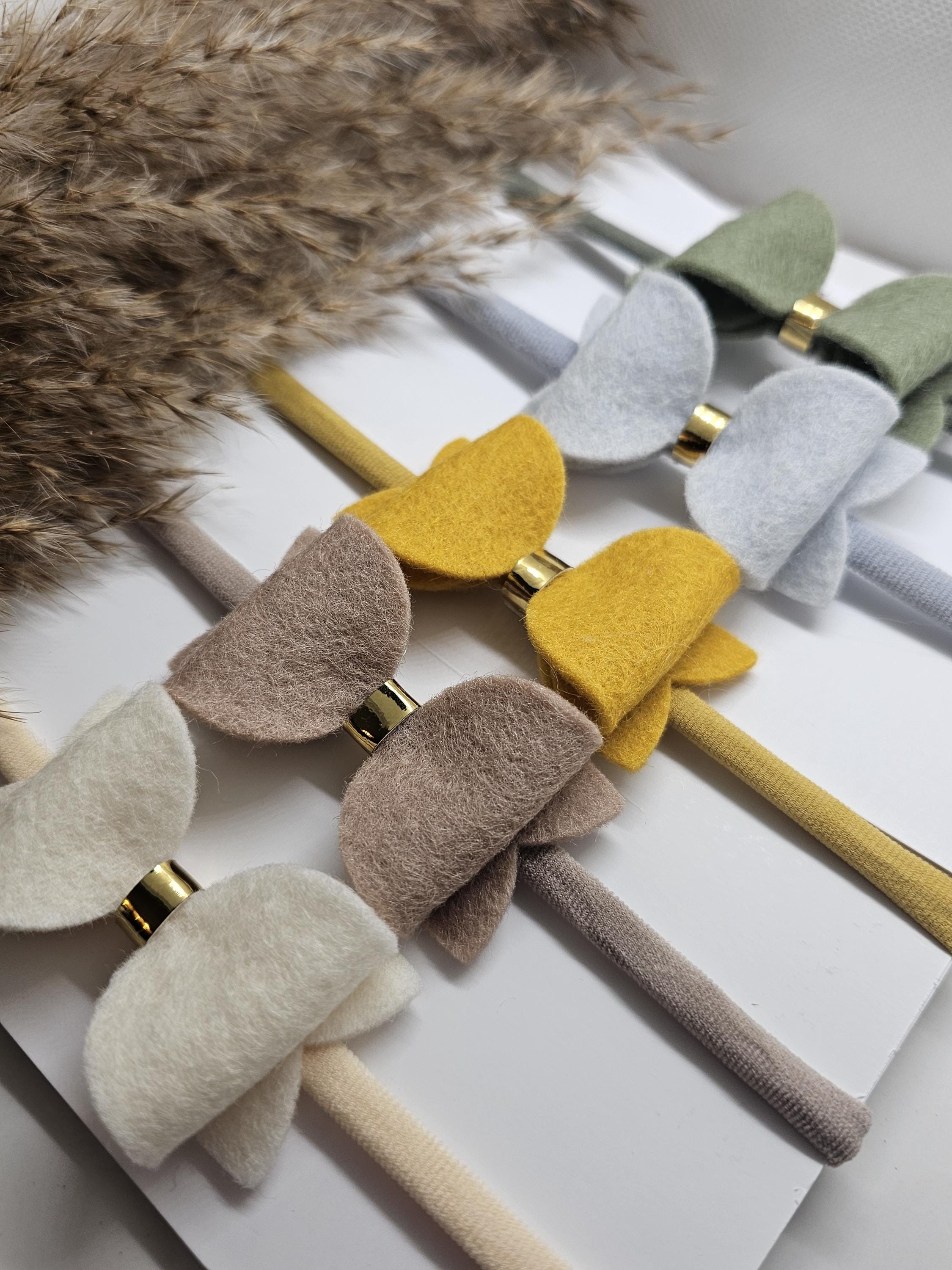 Handmade felt bows, Baby headbands, Bow headband set, Autumn bows, Gifts for girls, Merino wool felt, Baby bows, Toddler bows, - Thumbnail 4
