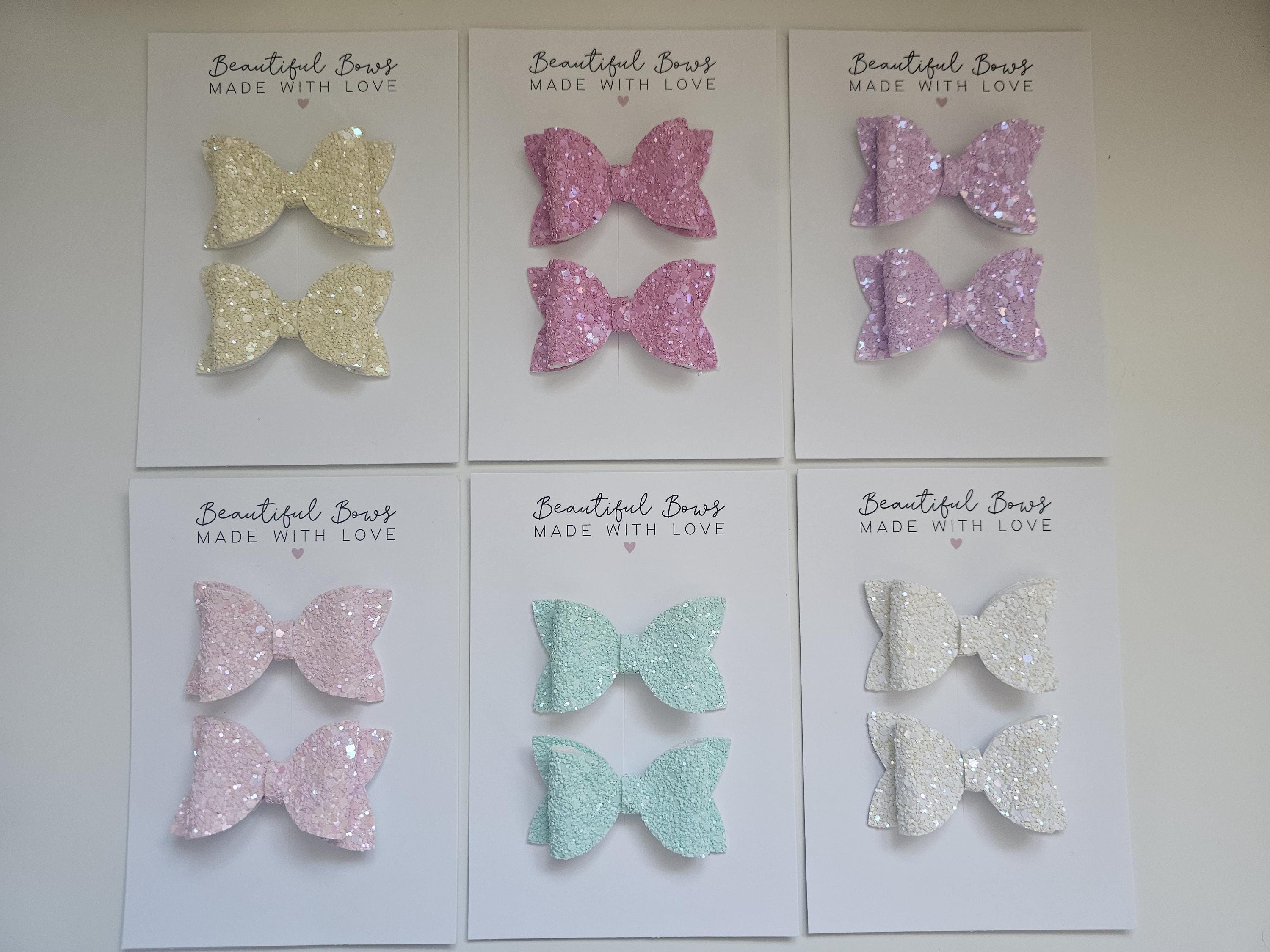 Glitter Hair Bows – Sold as Pairs | Sparkly Bows for Girls, Toddlers & Babies | Glitter Pigtail Bows | Clips or Bobbles - Thumbnail 3