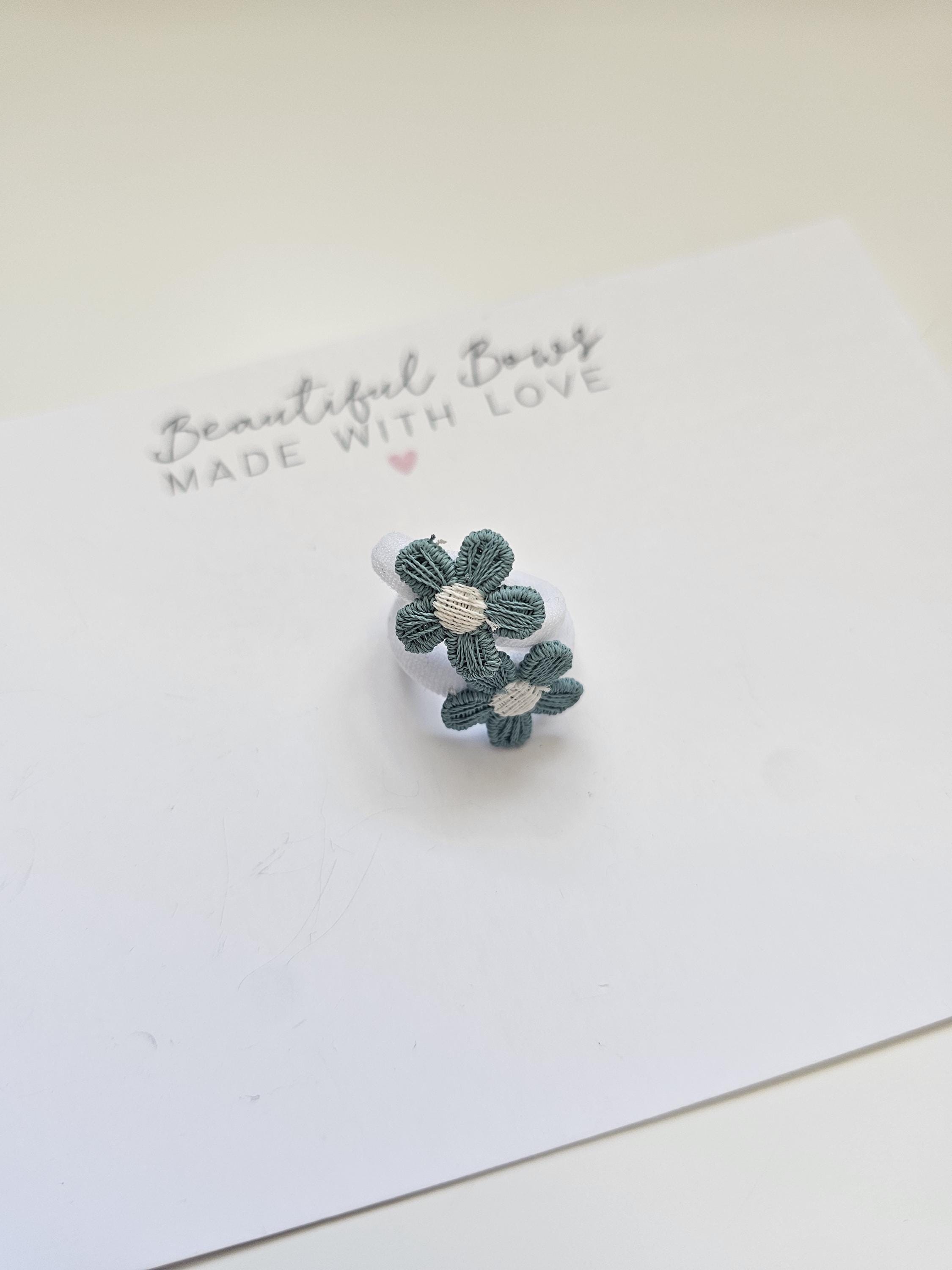 Mini Embroidered Flower Bobbles | Baby Hair-ties | Toddler Hair-ties | Flower Hair Accessories | Girls Gifts | Handmade Hairbands | Favours - Thumbnail 4