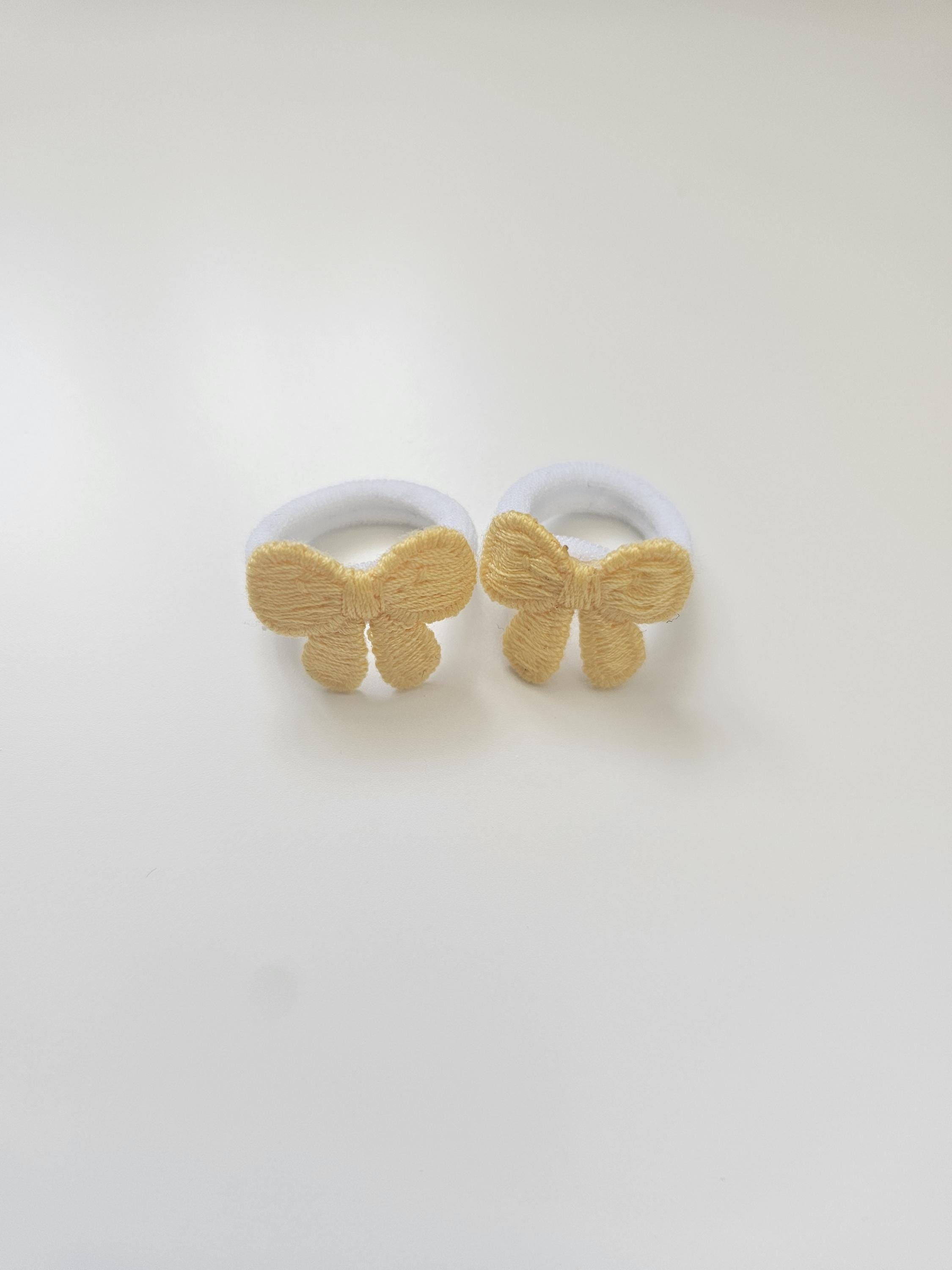 Mini Embroidered Bow Bobbles | Baby Hair-ties | Toddler Hair-ties | Bow Hair Accessories | Girls Gifts | Handmade Hairbands | Favours - Thumbnail 3