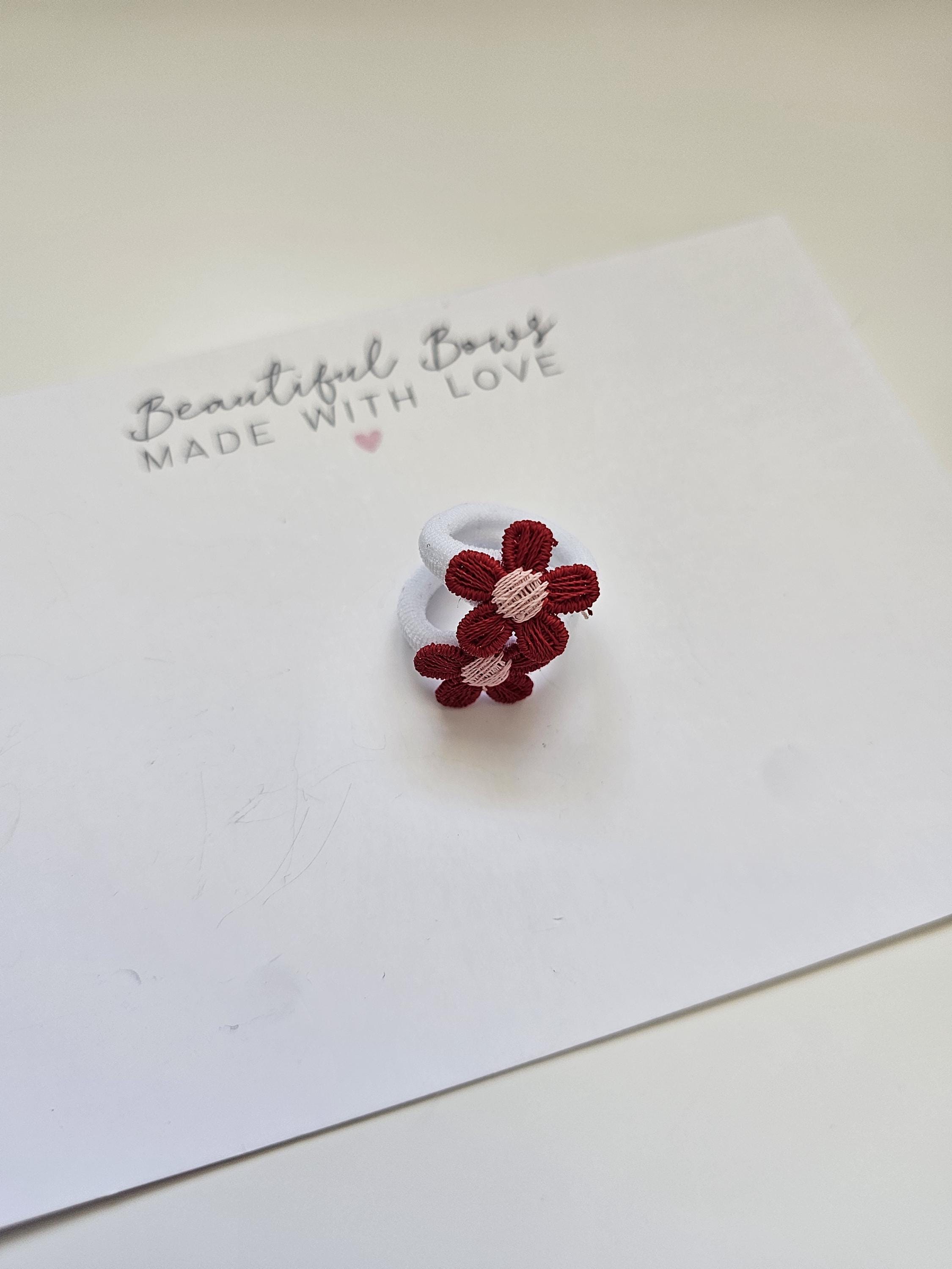 Mini Embroidered Flower Bobbles | Baby Hair-ties | Toddler Hair-ties | Flower Hair Accessories | Girls Gifts | Handmade Hairbands | Favours - Thumbnail 5