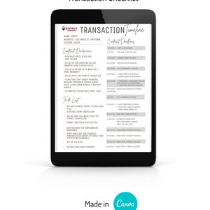 Transaction Checklist for Real Estate Agents Digital Download Template Canva