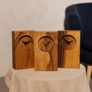 Rustic Desk Clock Birthday Gift - Unique Wall Clock for Home Office, Walnut Wooden Clock, Perfect for Desk & Kitchen, Shelf Decor