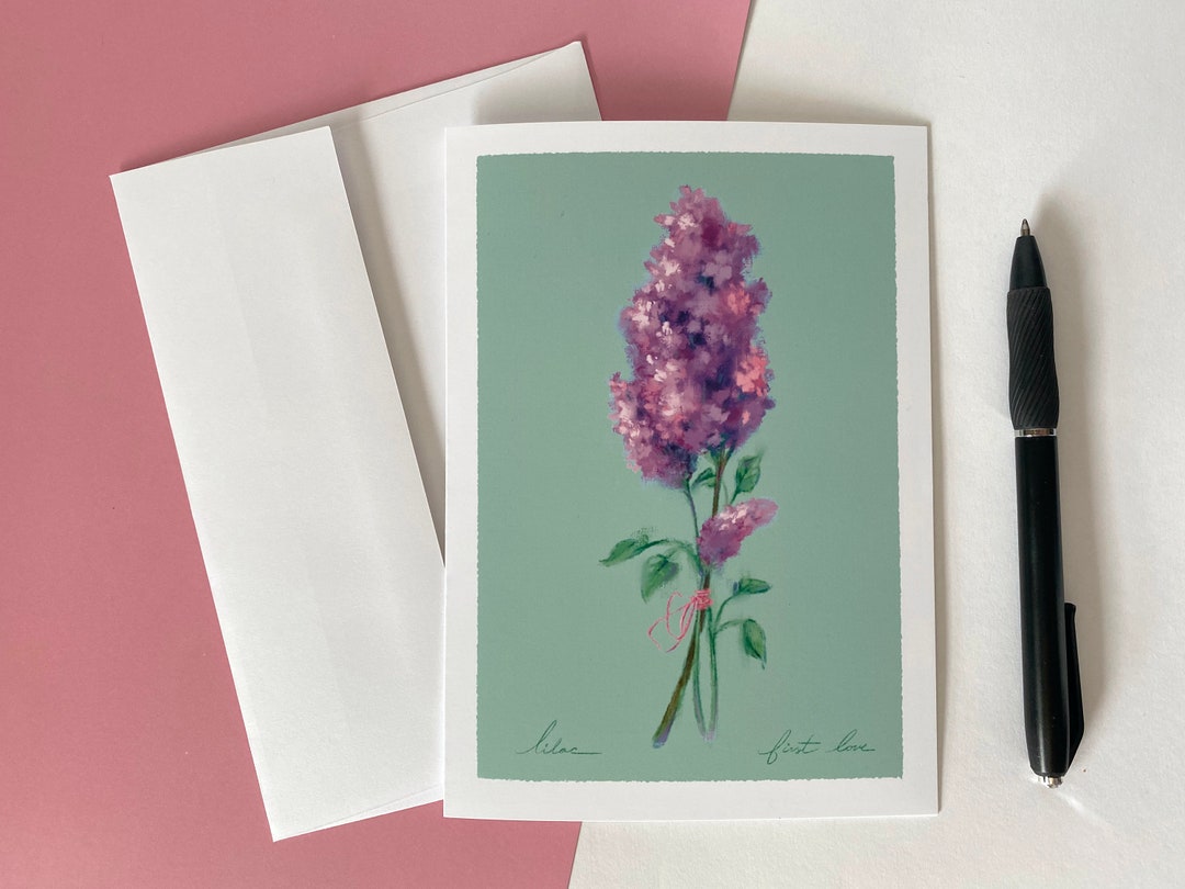 Light Purple Lilac Floral Greeting Card & Art Print - Flower Language ...