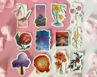 Celestial Birth Flower Matte Stickers - "Flowers for You"