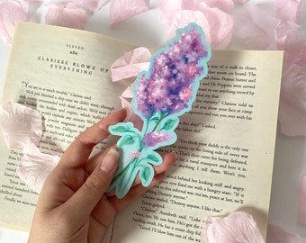 Light Purple Lilacs Bookmark - Flower Language "First Love" - Die Cut Floral Art