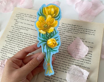Winter Buttercup Bookmark - Flower Language "Hope" - Die Cut Floral Art