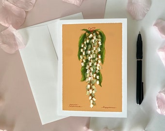 Japanese Andromeda Floral Greeting Card & Art Print - Flower Language "Happiness" - Envelope Included