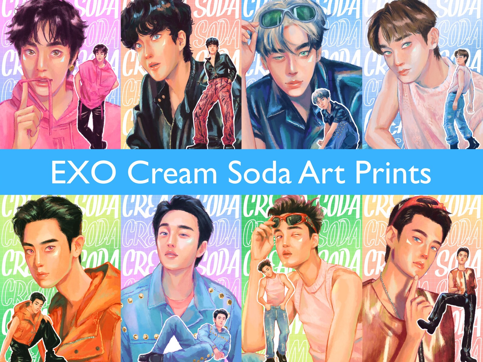 EXO Cream Soda Matte Stickers - EXIST Album - 8 Members - Etsy