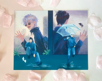 JJK S2 ED1 - SatoSugu Waiting in the Rain Fan Art Print