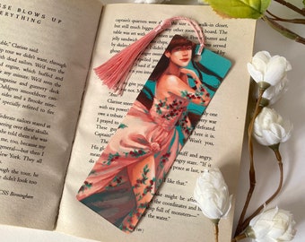 Lady Winter in a Pink Dress of Holly - December Double-Sided Art Bookmark