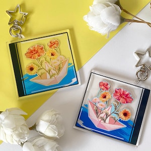 Sunflower Paper Boat CD Case Double-Sided Acrylic Clear Keychain - Xiumin Brand New inspired