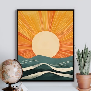 Unframed Printed Art | Solar Symphony | Minimalist Sunburst Art Print | Minimalist Sun | Modern Art | Illustration | Sun Poster | Sunset Art