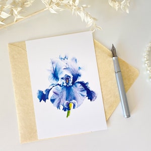 Mama Geburtstagskarte, Iris Aquarell, Mini Kunstdruck, mit und ohne Grussschild