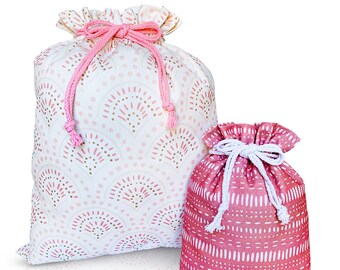 Bolsas de regalo de tela reutilizables: lona de algodón rosa, para despedidas de soltera y baby shower