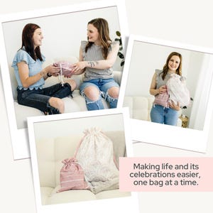 Bolsas de regalo de tela reutilizables: lona de algodón rosa, para despedidas de soltera y baby shower imagen 8
