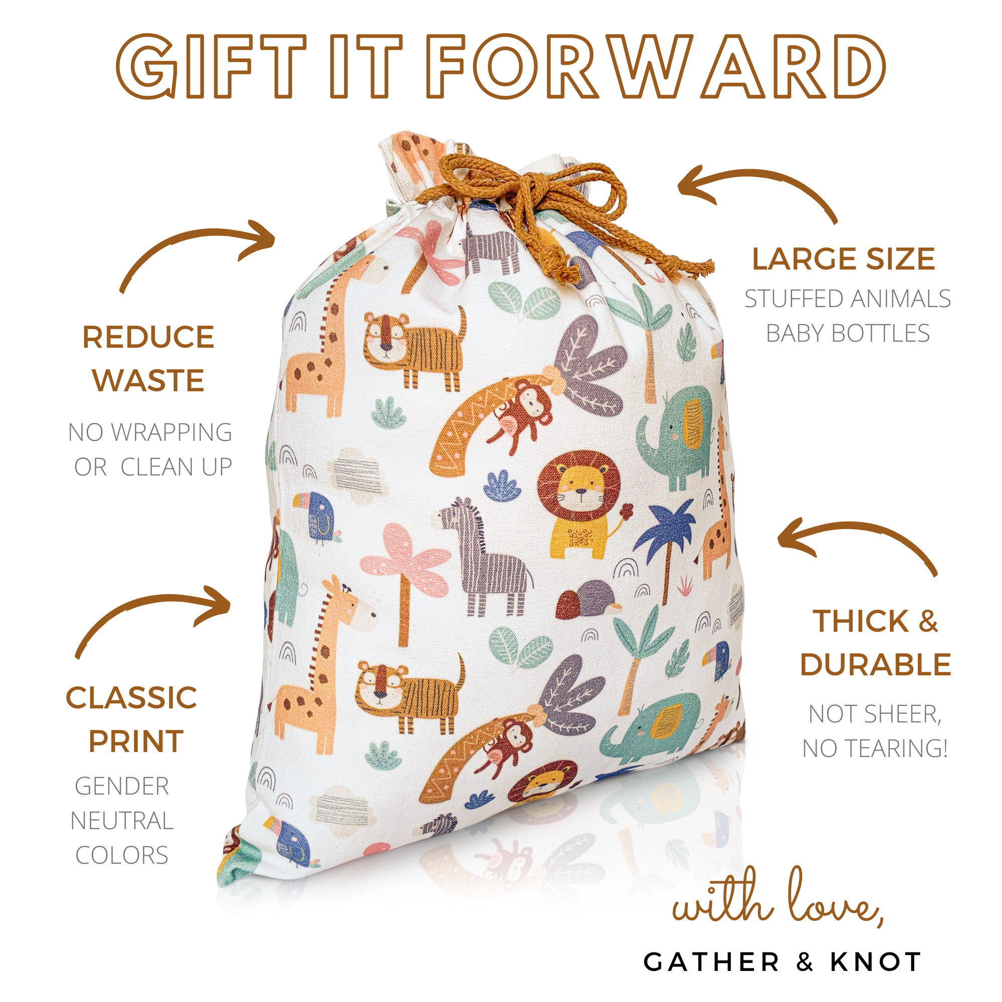 Gather & Knot Drawstring Gift Bags, 22 Extra Large