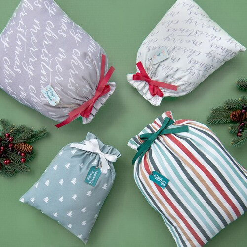 Christmas Gift Wrap Drawstring Reusable Bag Christmas - Etsy