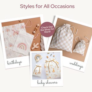 Bolsas de regalo de tela reutilizables: lona de algodón rosa, para despedidas de soltera y baby shower imagen 10
