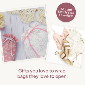 Bolsas de regalo de tela reutilizables: lona de algodón rosa, para despedidas de soltera y baby shower imagen 9