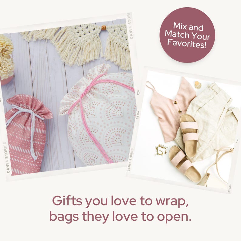Bolsas de regalo de tela reutilizables: lona de algodón rosa, para despedidas de soltera y baby shower imagen 9