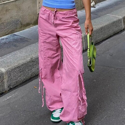 Y2k Pink Baggy Cargo Trousers Tech 