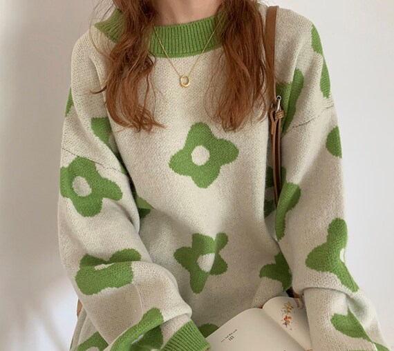 flower knit sweater