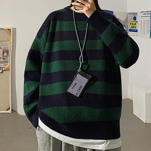 Y2k Oversized Knitted Stripe Sweater 