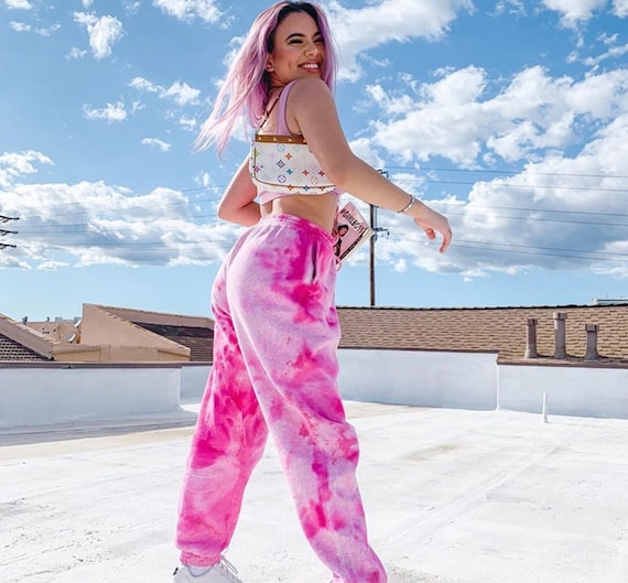Pink Tie Dye Acid Wash Joggers 