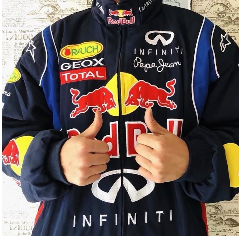 Vintage Style Nascar Formula 1 Red Bull Racing Jacket Etsy Canada