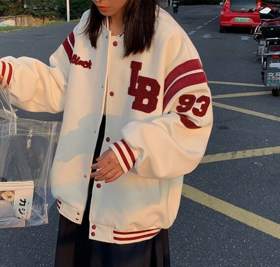 Varsity Bomber Jacket Letter Patch Baseball Jacket Black Etsy UK