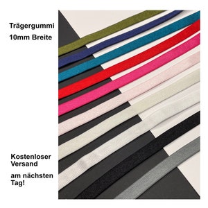 Strap elastic 10 mm, satin shine, bra elastic, laundry elastic, grey, black, white, cream white, blue, dark blue, olive green, red, pink, pink